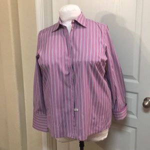 Pink, white, and black strip button down Lauren